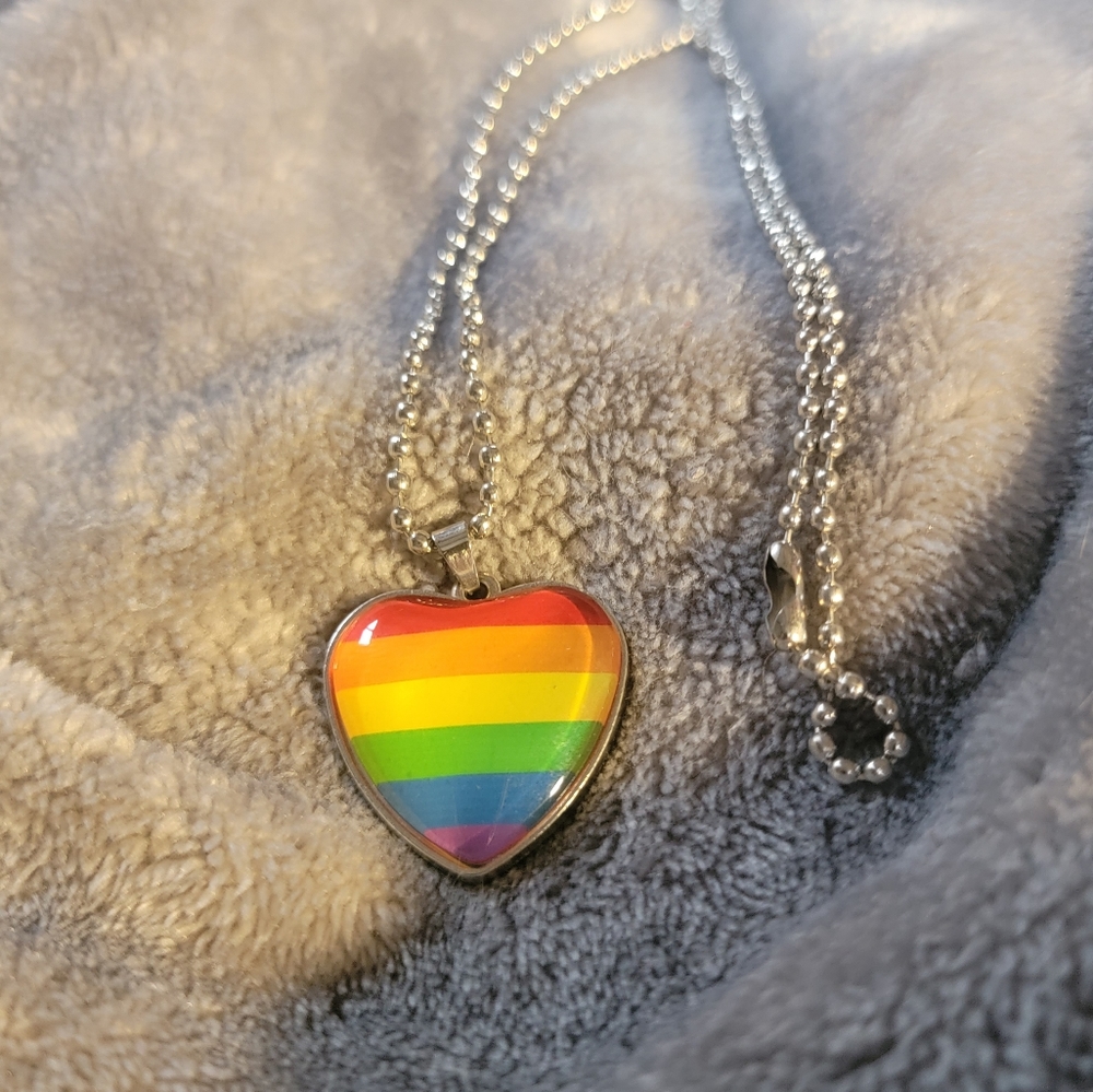 Rainbow Heart Pendant Necklace